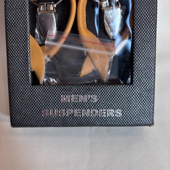 SUSPENDERS Unbranded Dark Charcoal Grey and Tan  With Extra Buttons NEW IN BOX - Picture 2 of 7